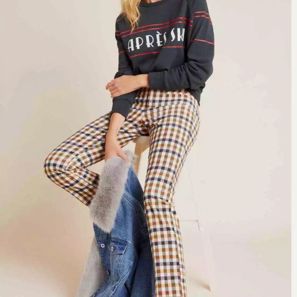 Anthropologie Essentials Kick Flare Plaid Pants